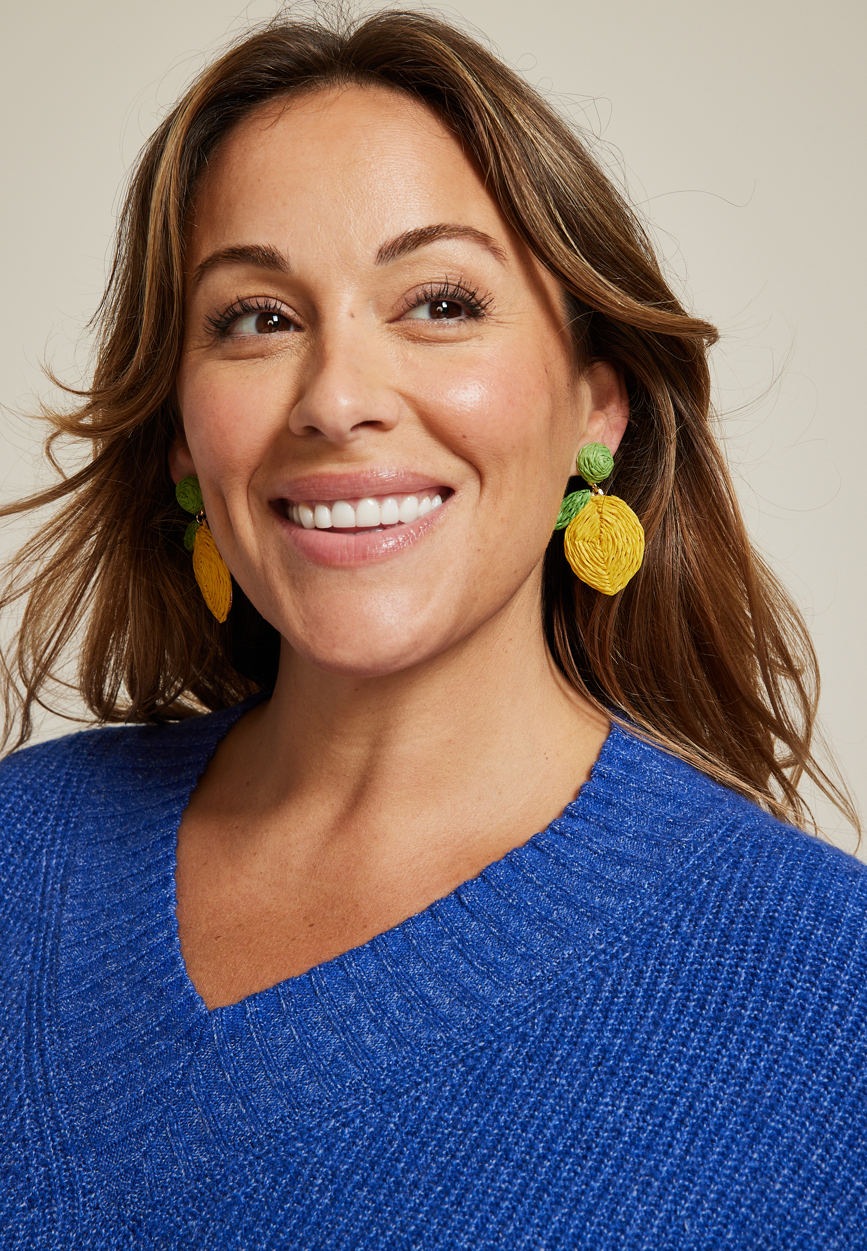 Raffia Lemon Drops Earrings, C221, large