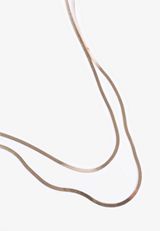 Gold Double Layered Herringbone Chain Necklace, C605, small