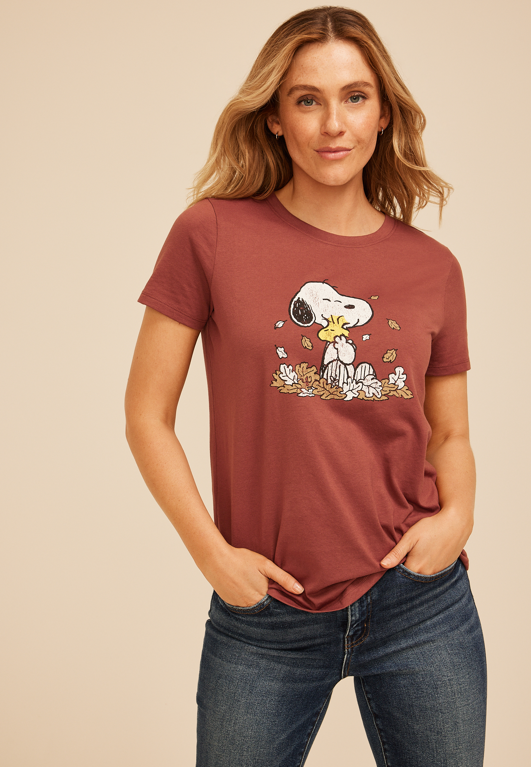 Fall Snoopy And Woodstock Classic Fit Graphic Tee