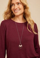 Pink And Burgundy Corded Teardrop Pendant Necklace, C431, small