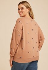 Plus Size Embroidered Floral Relaxed Fit Sweatshirt, , small