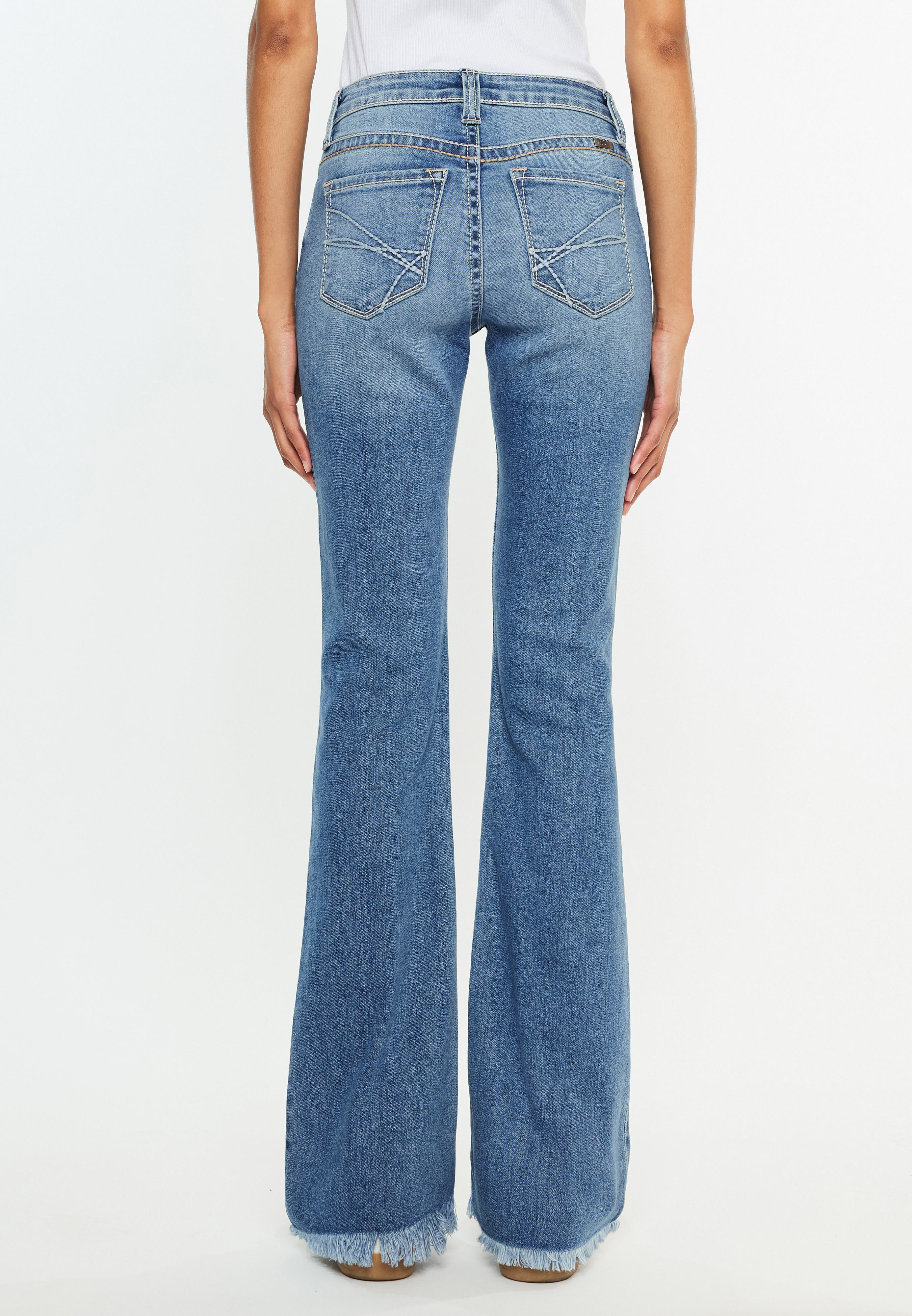 KanCan&trade; Mid Rise Thick Stitch Frayed Hem Bootcut Jean, C3337, large
