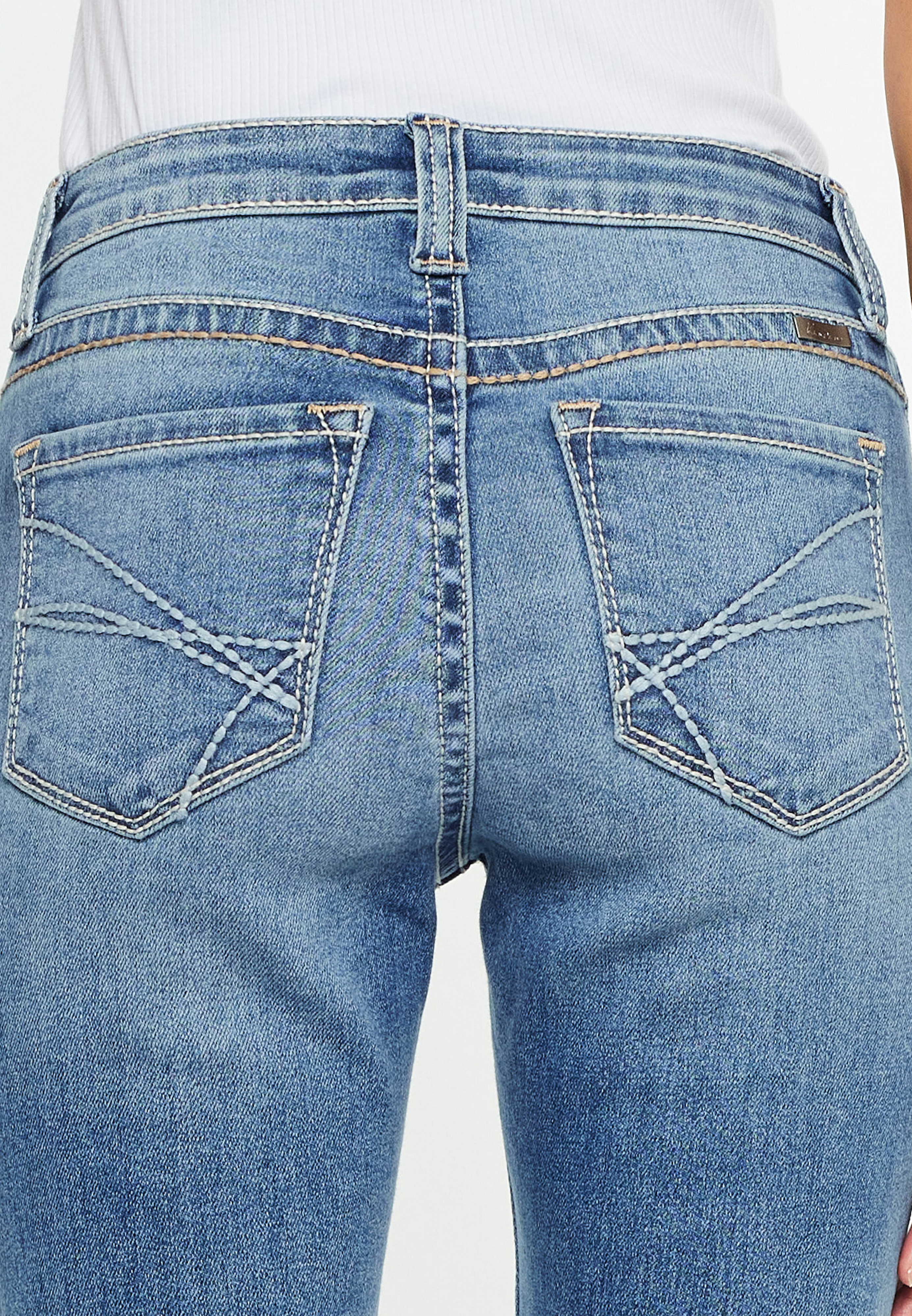 KanCan&trade; Mid Rise Thick Stitch Frayed Hem Bootcut Jean, C3337, large