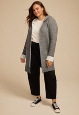 Plus Size Teddy Lined Coatigan, C2821, small