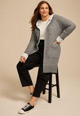 Plus Size Teddy Lined Coatigan, C2821, small