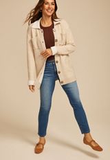 Teddy Lined Shacket, CREAM COMBO, small