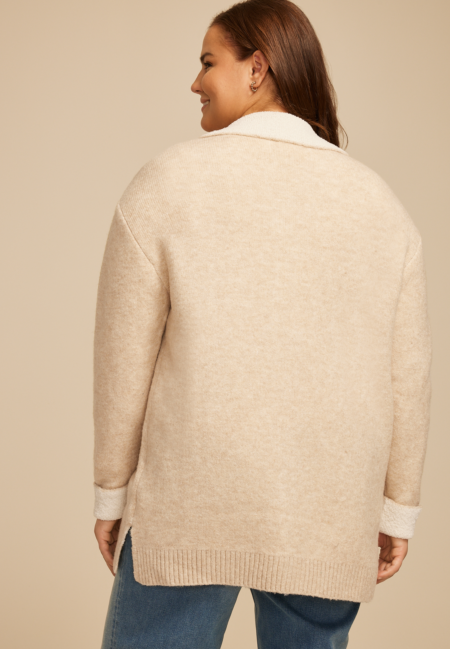 Plus Size Teddy Lined Shacket, C4563, large
