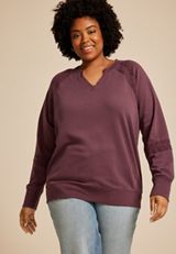 Plus Size Crochet Mix Relaxed Fit Sweatshirt, C7176, small