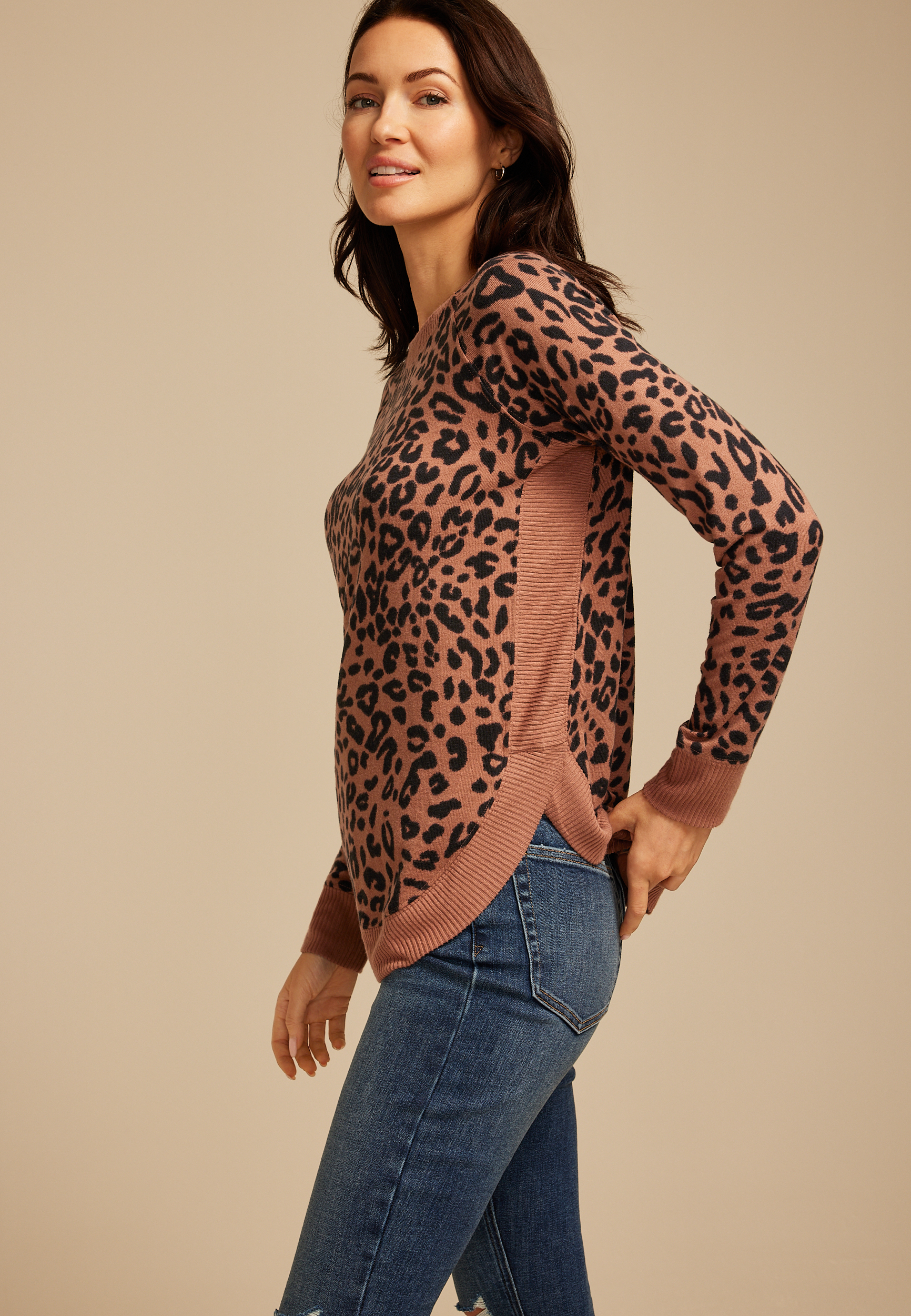 Haven Leopard Round Hem Tunic, C8590, large
