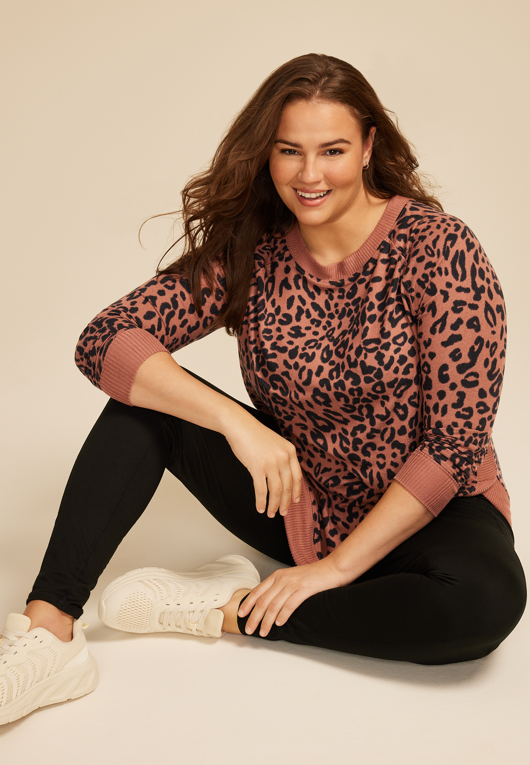 Plus Size Haven Leopard Round Hem Tunic, C8590, large