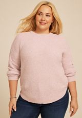 Plus Size Chenille Sweater, CLOUD GRAY, small