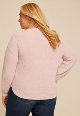 Plus Size Chenille Sweater, CLOUD GRAY, small