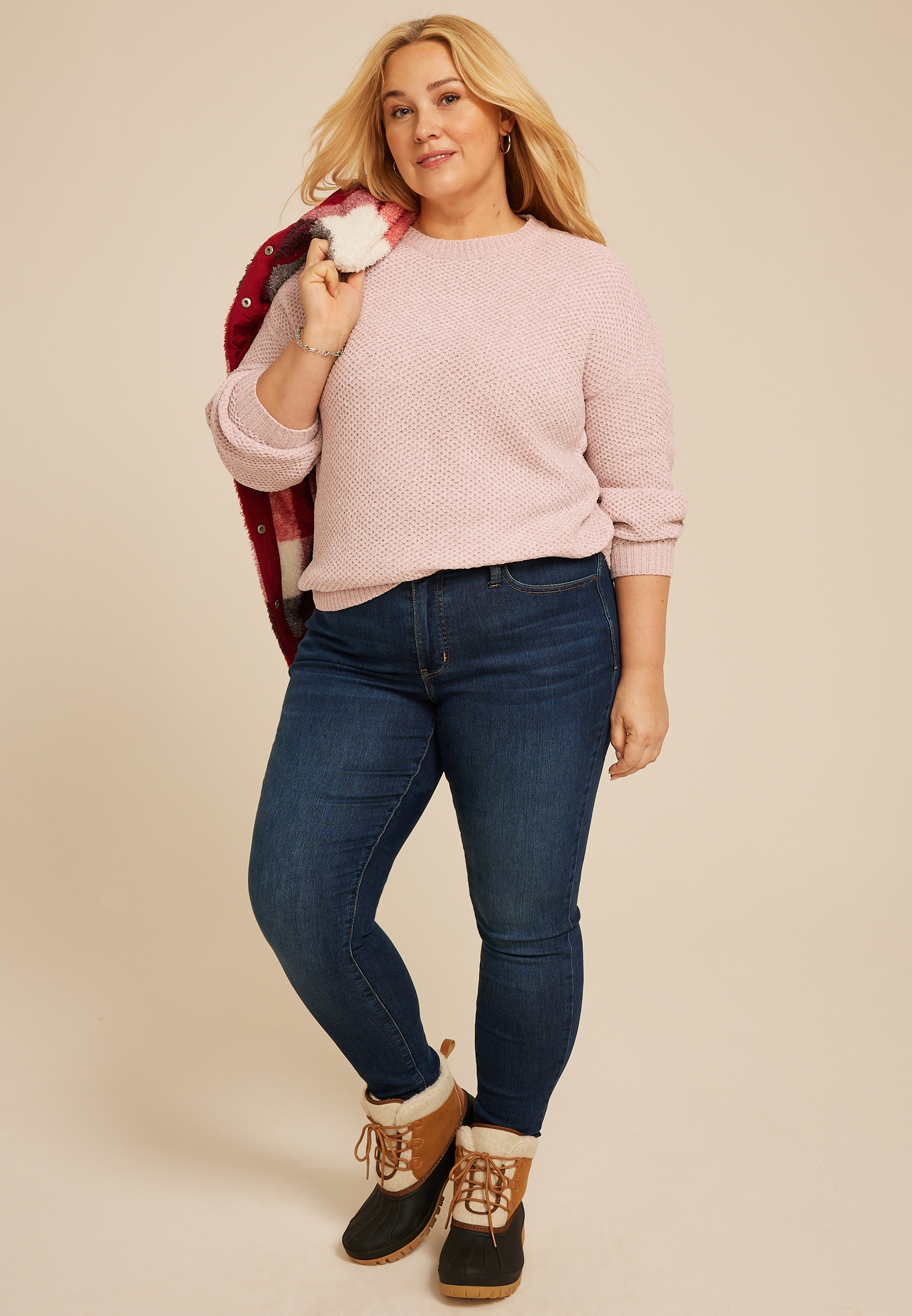 Plus Size Chenille Sweater, CLOUD GRAY, large