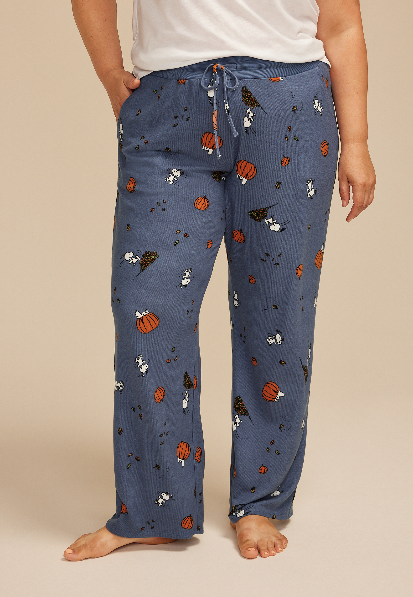 Plus Size Snoopy Fall Wide Leg Pajama Pants