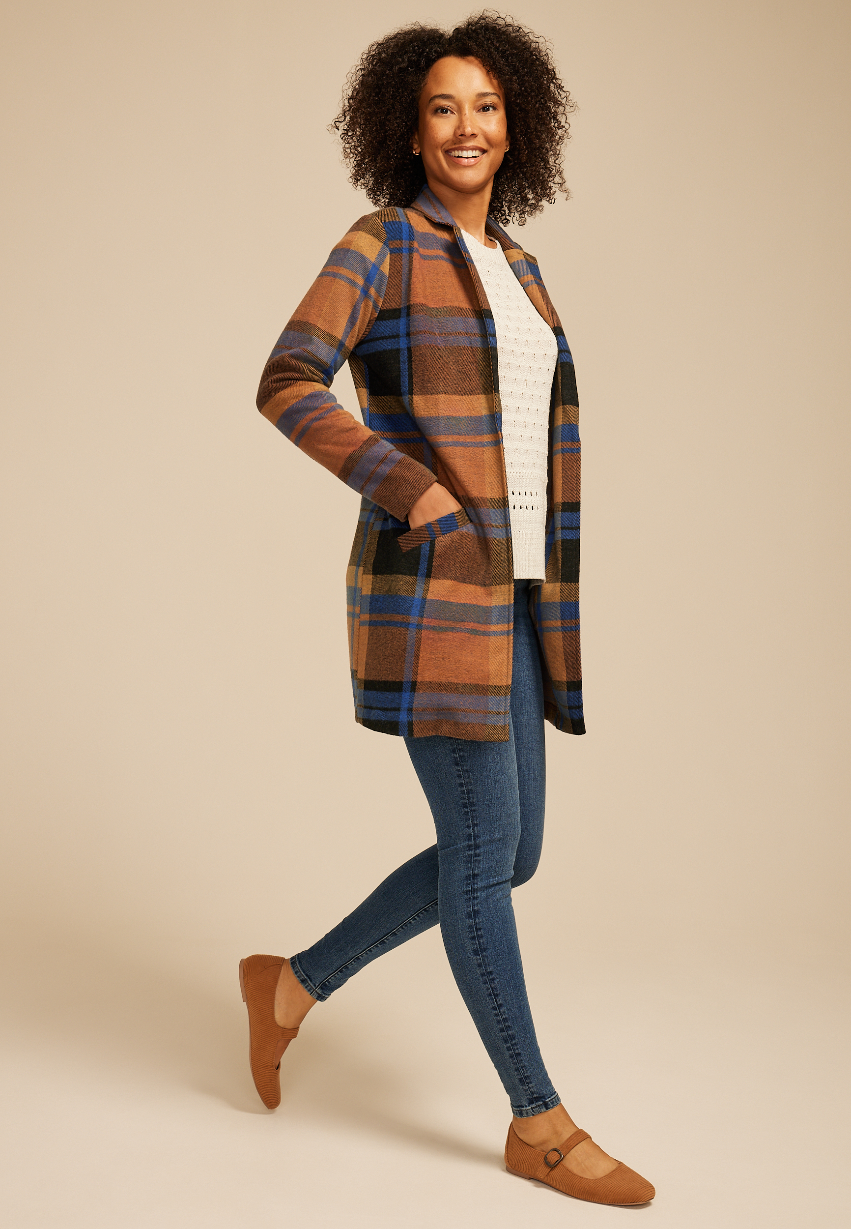 Plaid Longline Blazer