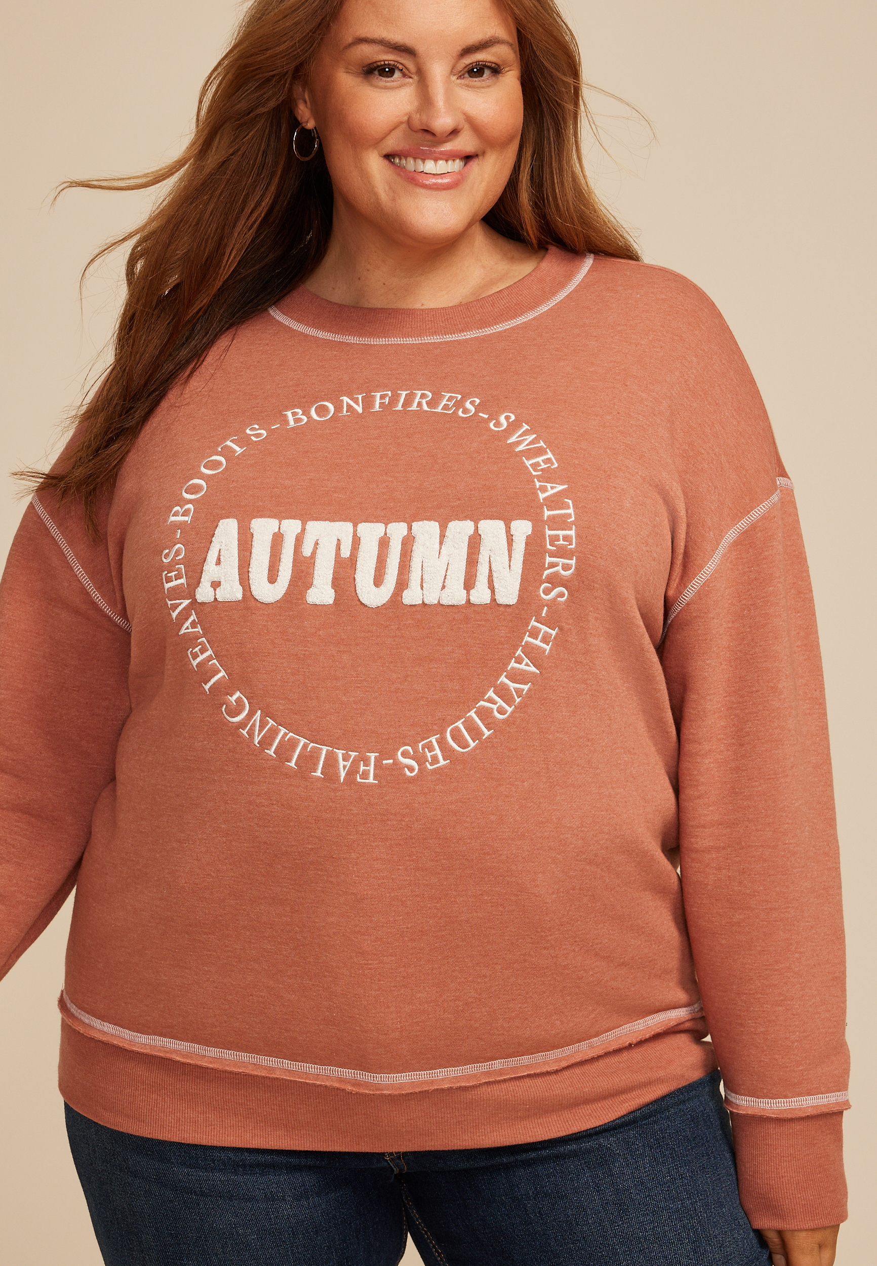 Plus Size Autumn Relaxed Fit Sweatshirt