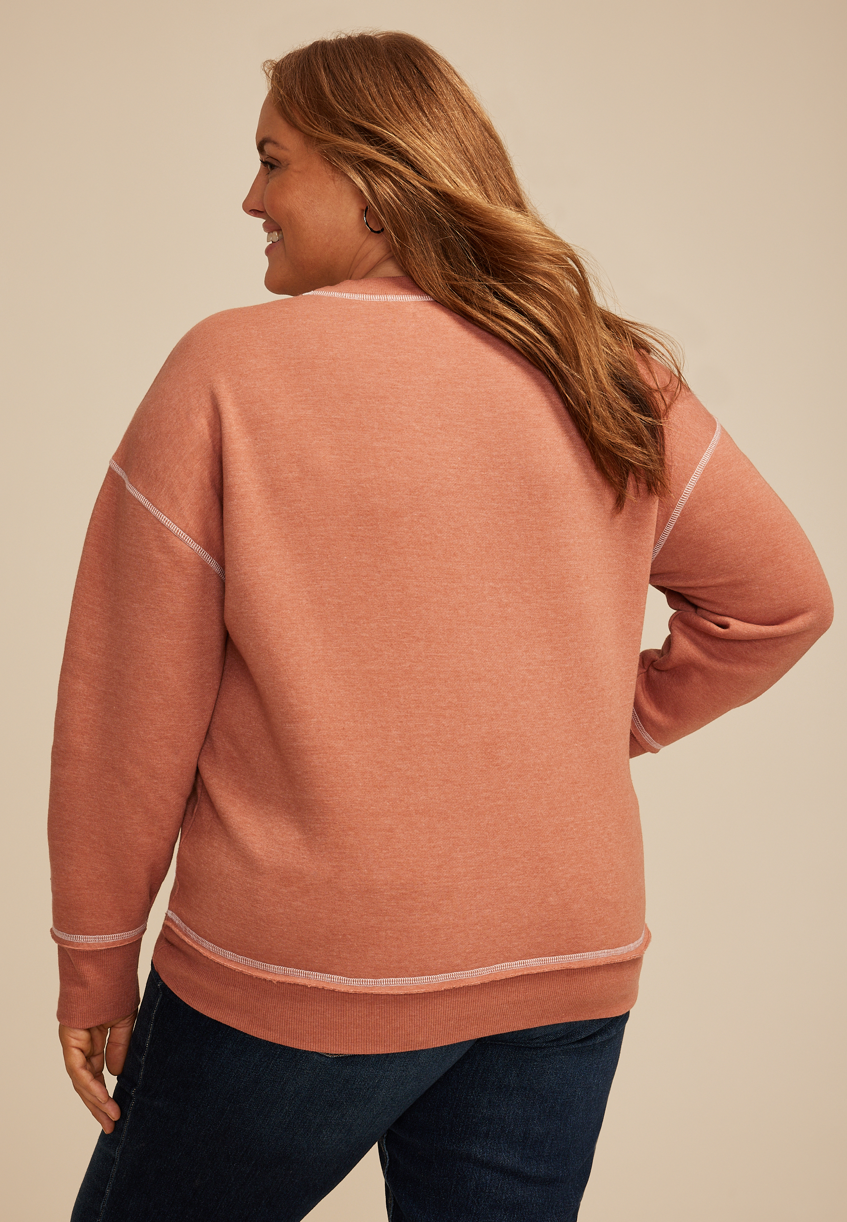 Plus Size Autumn Relaxed Fit Sweatshirt, C200, large