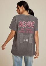 ACDC Oversized Fit Graphic Tee, GRAY, small