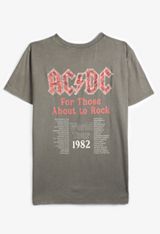 ACDC Oversized Fit Graphic Tee, GRAY, small
