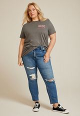 Plus Size ACDC Oversized Fit Graphic Tee, C829, small