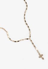 Gold Cross Y Necklace, C605, small
