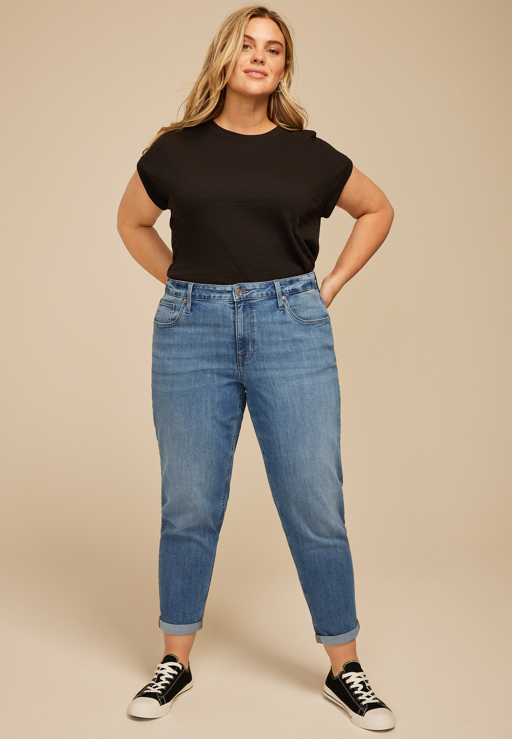 Plus Size m jeans by maurices&trade; High Rise Tapered Jean, , large