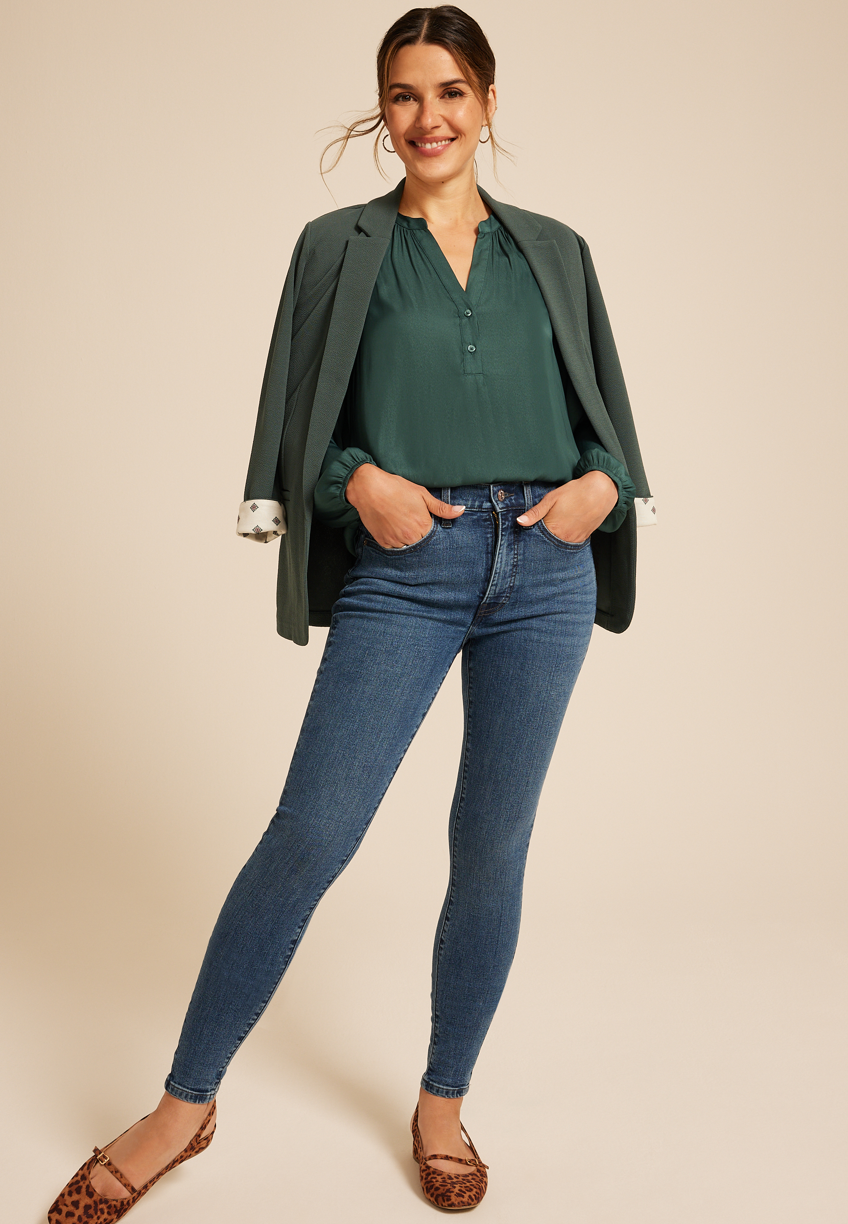 Henley V Neck Blouse, C974, large