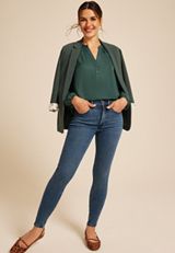 Henley V Neck Blouse, C974, small