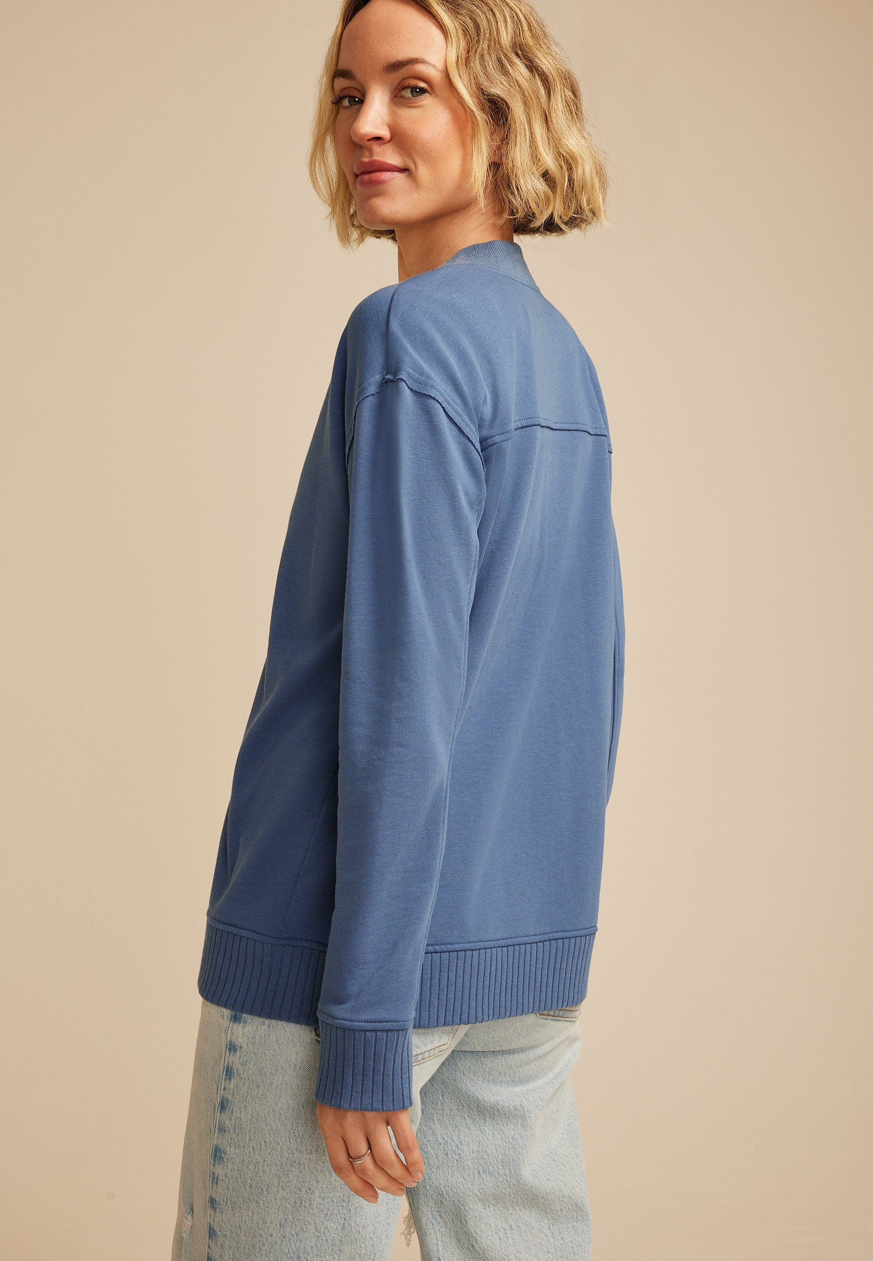 French Terry Button Front Cardigan, C8391, large