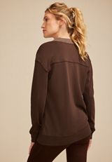 French Terry Button Front Cardigan, UMBER BROWN, small