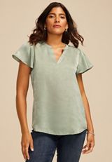 Atwood Flutter Sleeve Satin Blouse, C4610, small