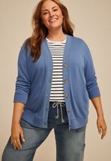 Plus Size French Terry Button Front Cardigan, C8391, small