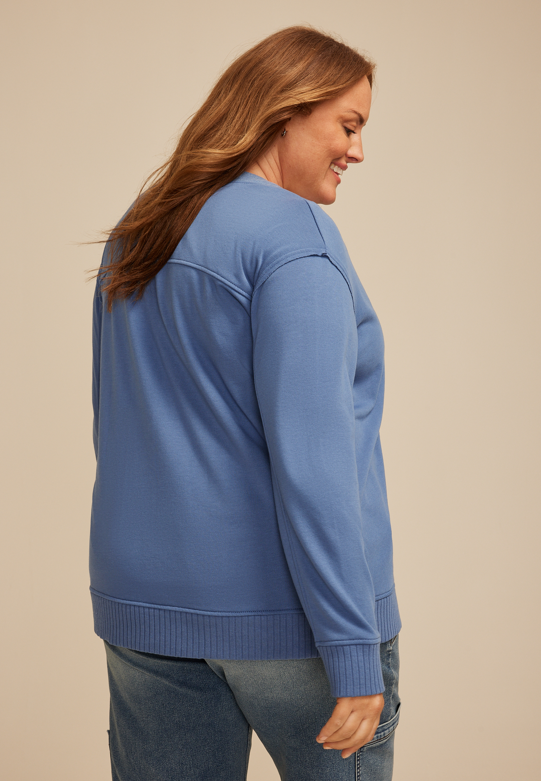 Plus Size French Terry Button Front Cardigan, C8391, large
