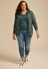 Plus Size Heartland Henley Long Sleeve Tee, OPERA TEAL, small
