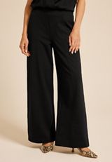 Knit High Rise Wide Leg Pant, BLACK, small