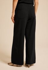 Knit High Rise Wide Leg Pant, BLACK, small