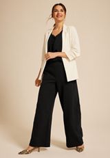 Knit High Rise Wide Leg Pant, BLACK, small