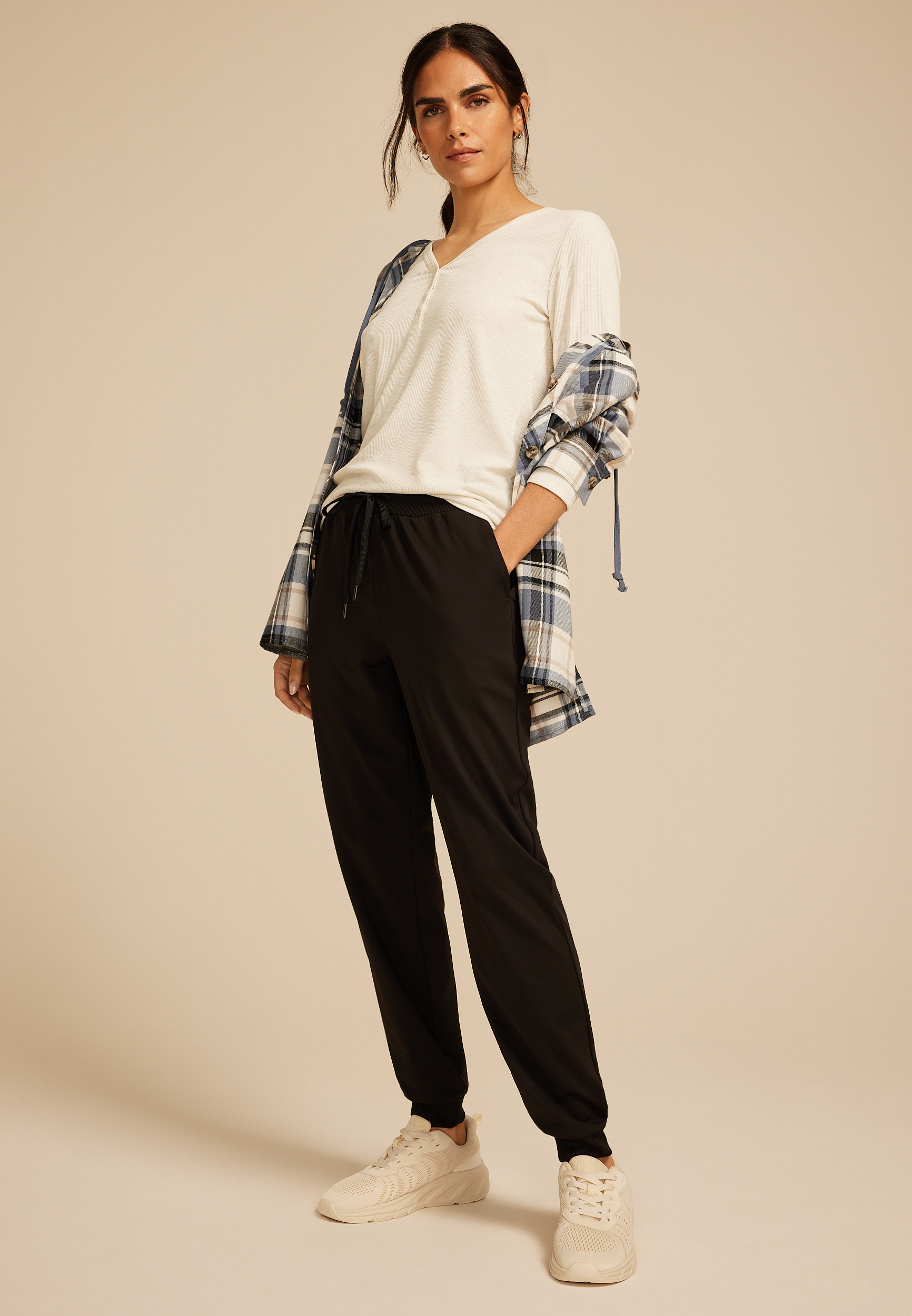 Heartland Heathered Henley Long Sleeve Tee, LIGHT OATMEAL HEATHER, large