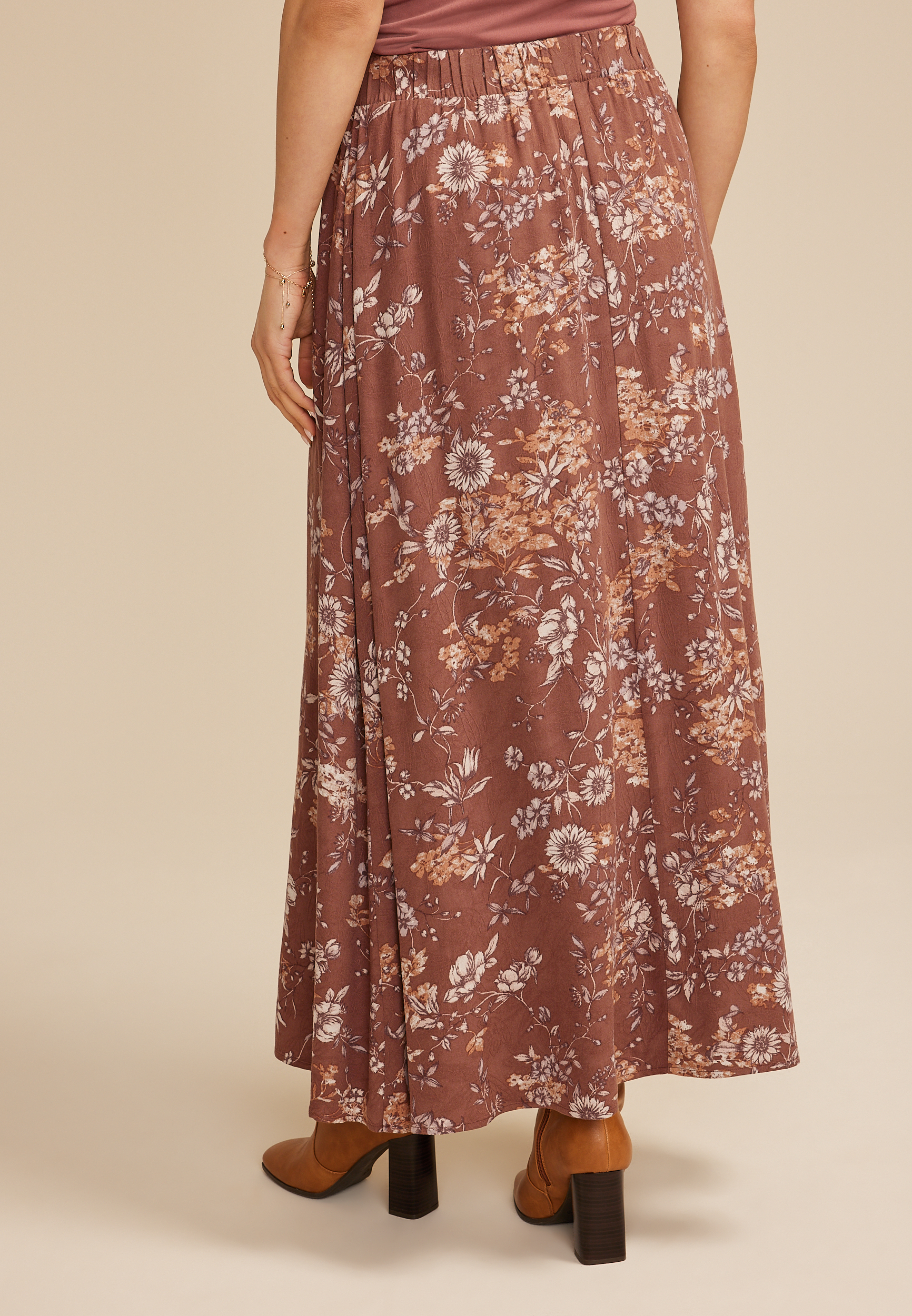 Floral High Rise Maxi Skirt, C8590, large
