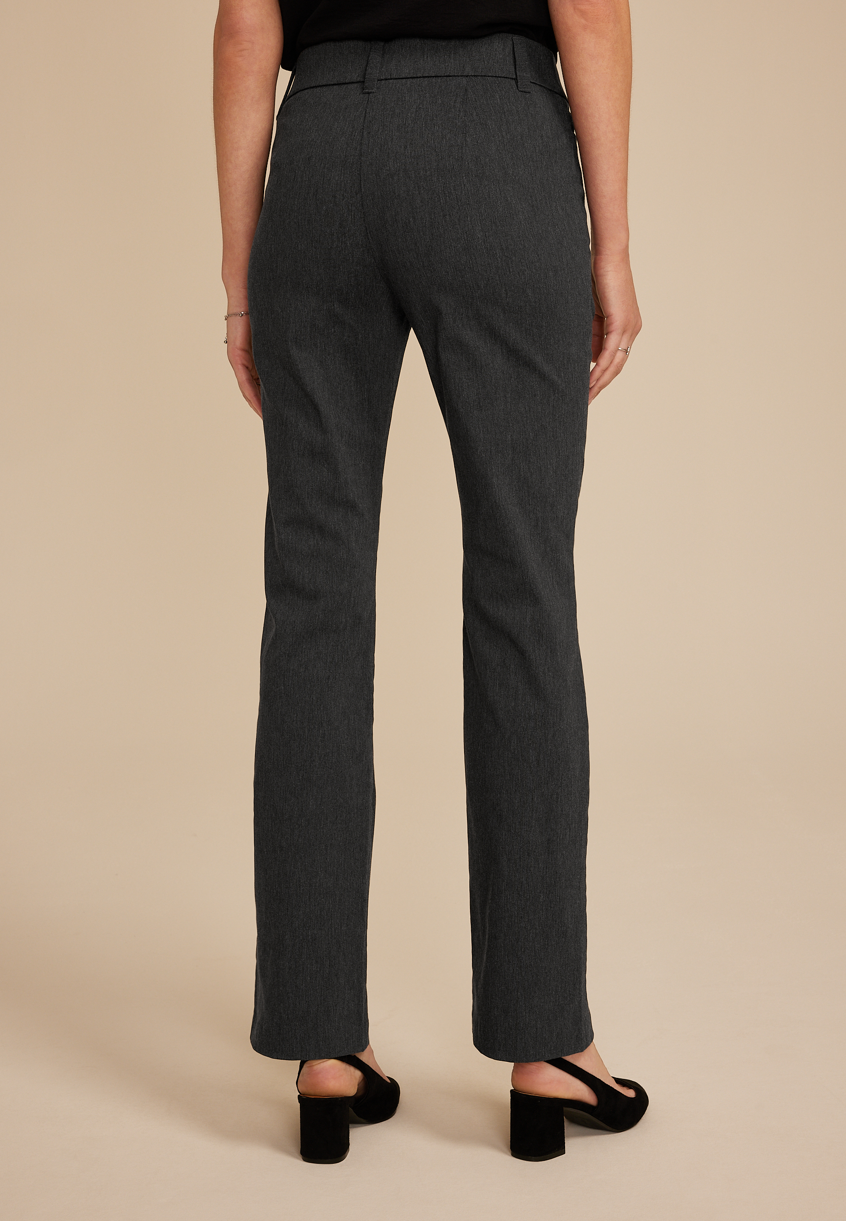Heathered Bengaline Mid Rise Bootcut Pant, Charcoal Heather, large