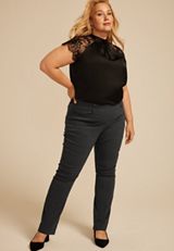 Plus Size Heathered Bengaline Mid Rise Bootcut Pant, C3017, small