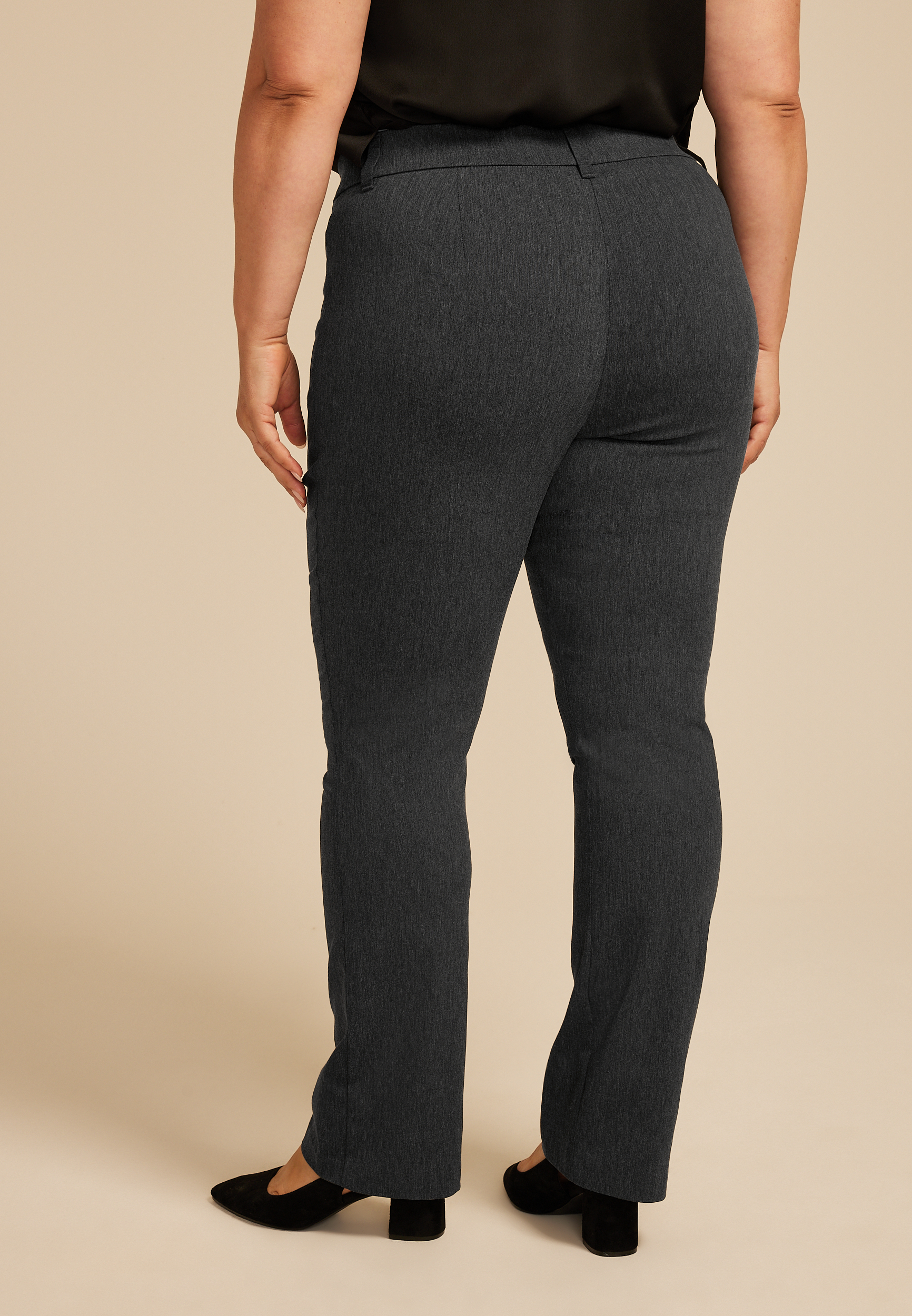 Plus Size Heathered Bengaline Mid Rise Bootcut Pant, C3017, large