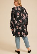 Plus Size Hacci Printed Cardigan, C1756, small