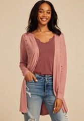 Crochet Trim Curve Hem Kimono