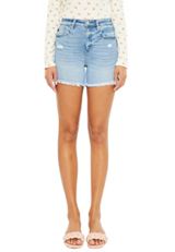 KanCan&trade; High Rise Frayed Hem 4.5in Short, LIGHT SANDBLAST, small