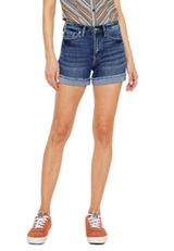 KanCan&trade; Dark Mid Rise Cuffed Frayed Hem 3.5in Short, C258, small