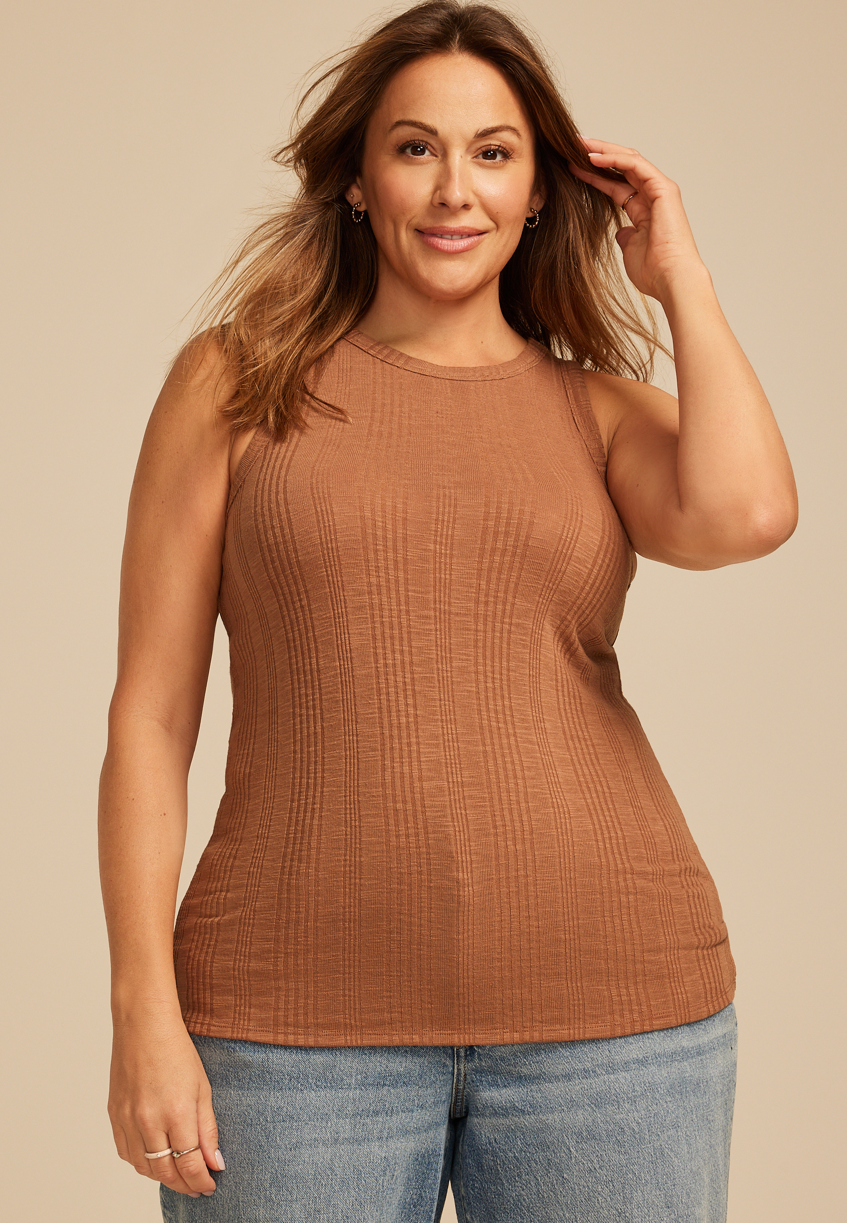 Plus Size 24/7 Highline Variegated Ribbed Tank Top