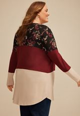 Plus Size Hacci Colorblock Cardigan, C1756, small