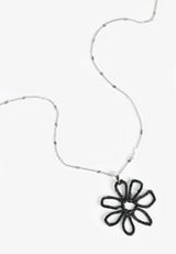 Black Floral Raffia Pendant Necklace, C106, small