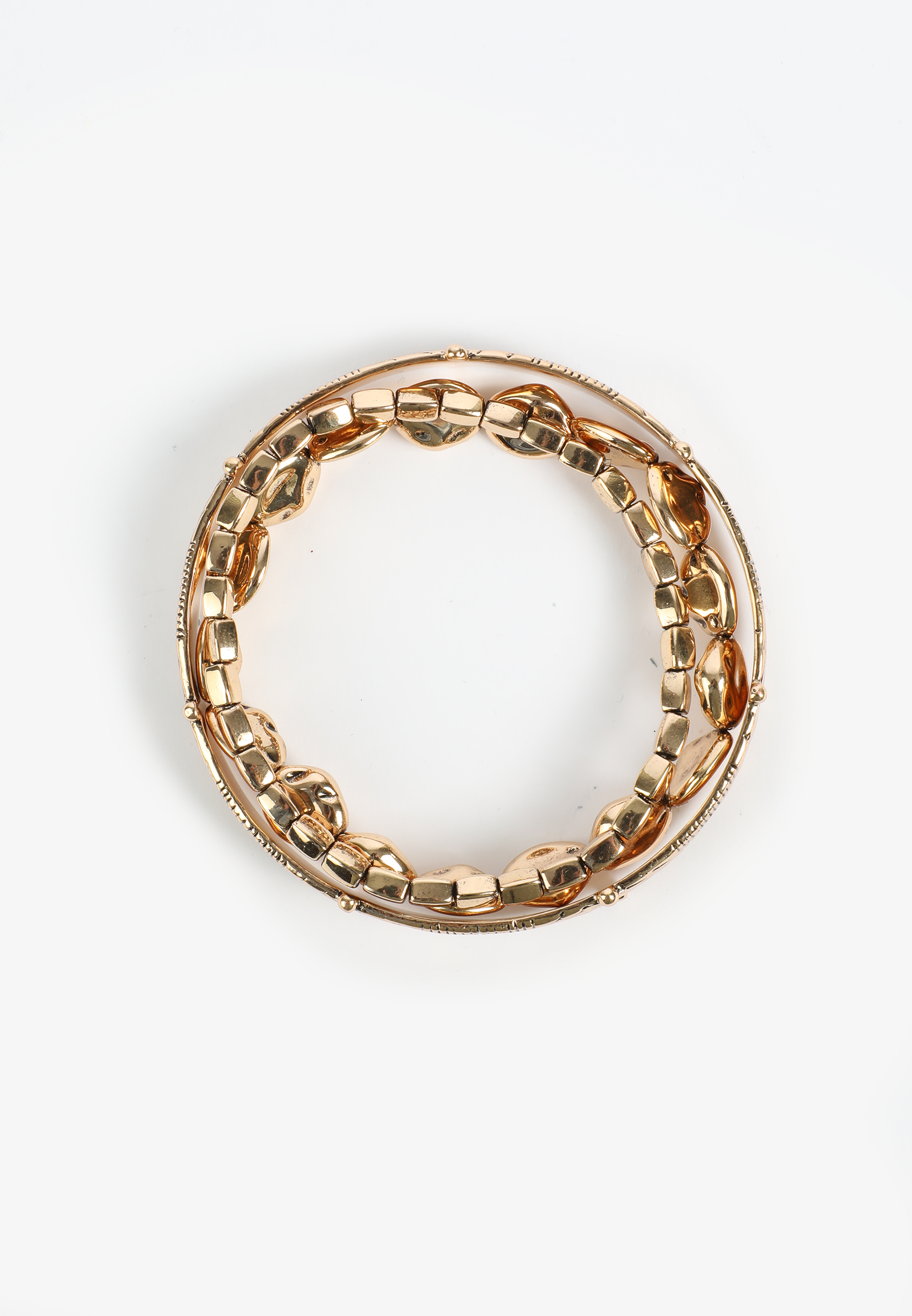 3 Pack Gold Stretch And Bangle Bracelet Set, GOLD, large